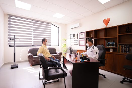 a patient consulting a psychiatrist for clinical interview for mental health evaluation