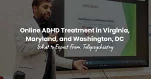 DR Imran Akram MD ADHD specialist giving lecture about online psychiatry and telepsychiatry for adhd treatment