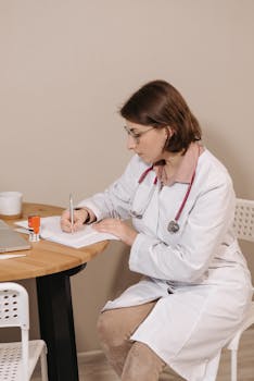 doctor making notes during online adhd evaluation